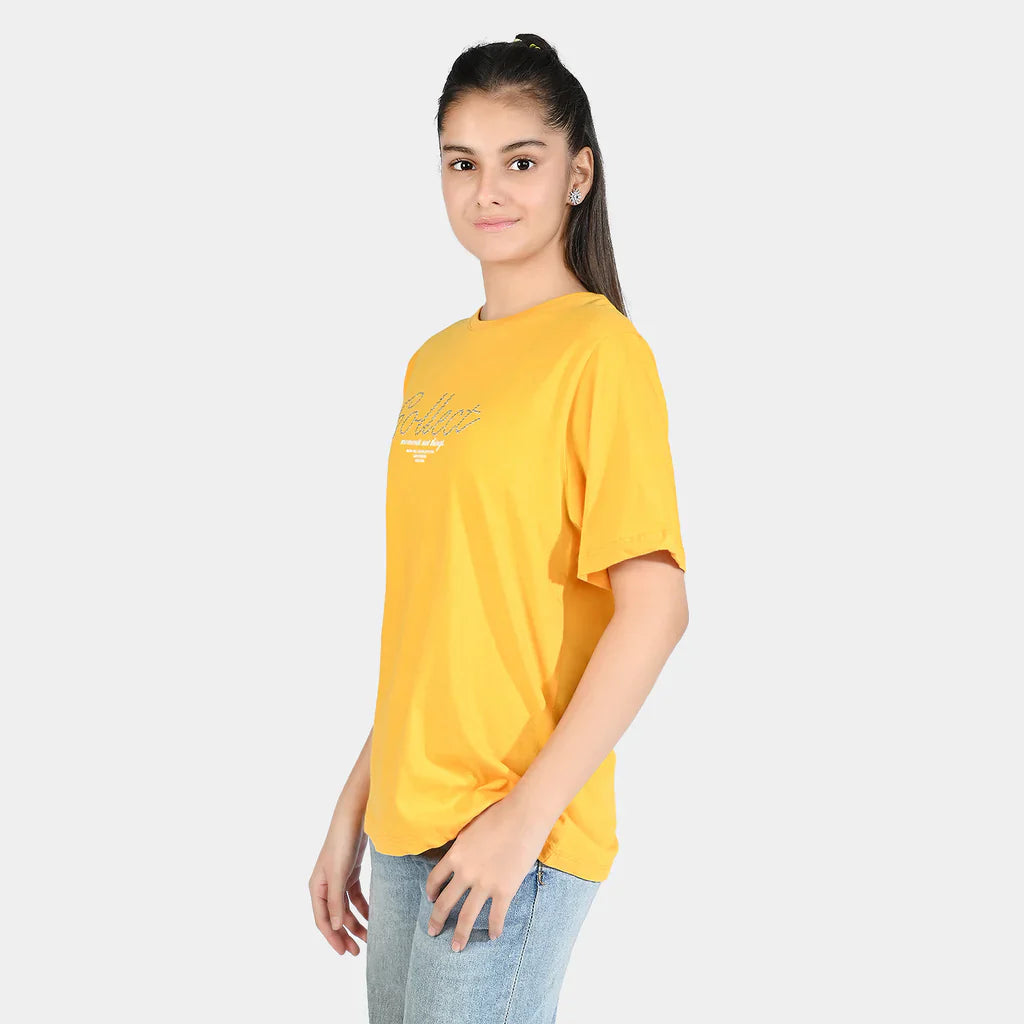 Teen Girls Cotton Jersey Tee-Collect-Citrus