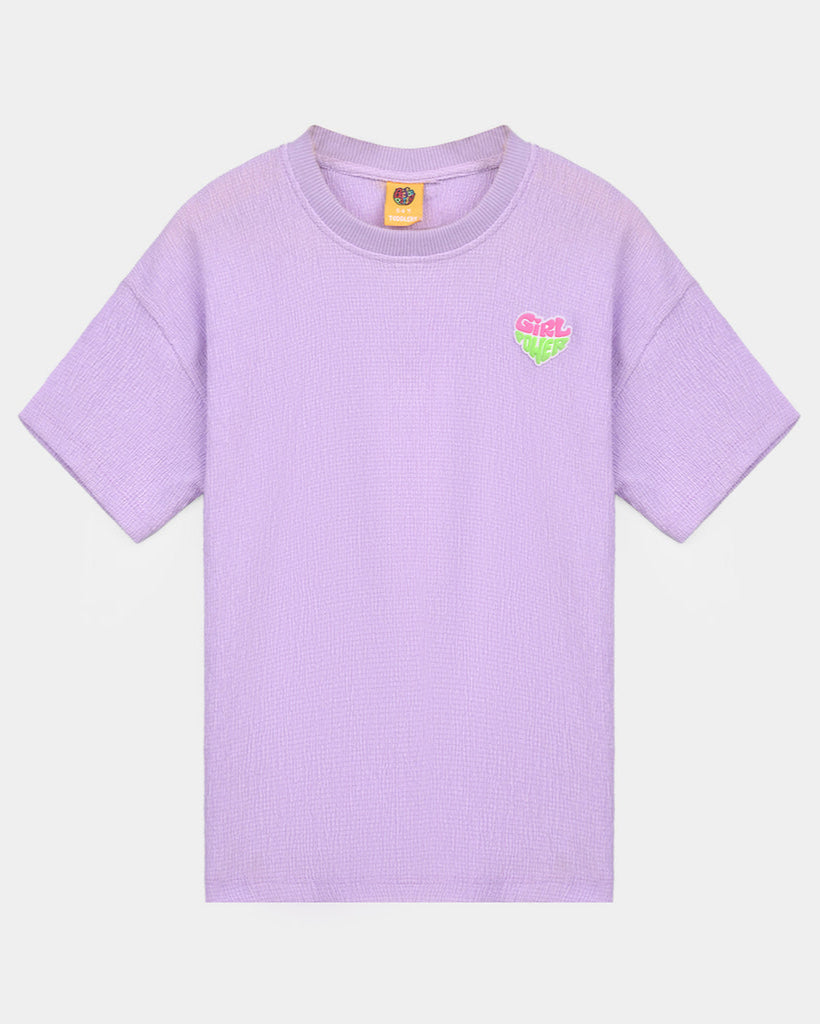 Girls Poly Crinkle T-Shirt Goods Vibes Only-Purple