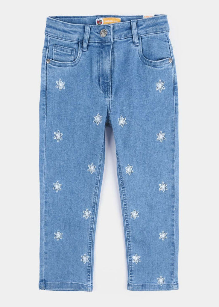 Girls Denim Pant Daisy-Light Blue