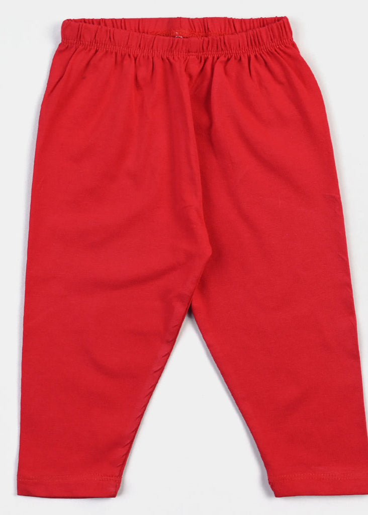 Girls Lycra Jersey Tights Basic-Red